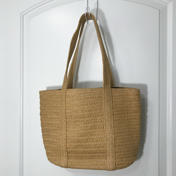 Draper James Straw Tote Beige Tan EUC - Picture 1 of 5
